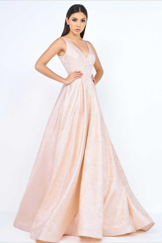 Ieena Duggal  - V Neck Gown Style 8863I in Pink