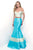 Blush - Off the Shoulder Mikado Mermaid Dress  11313 In Green and Blue