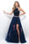 Blush - Sequined Short with Long Removable Skirt 7106 in Blue and Multi-Color