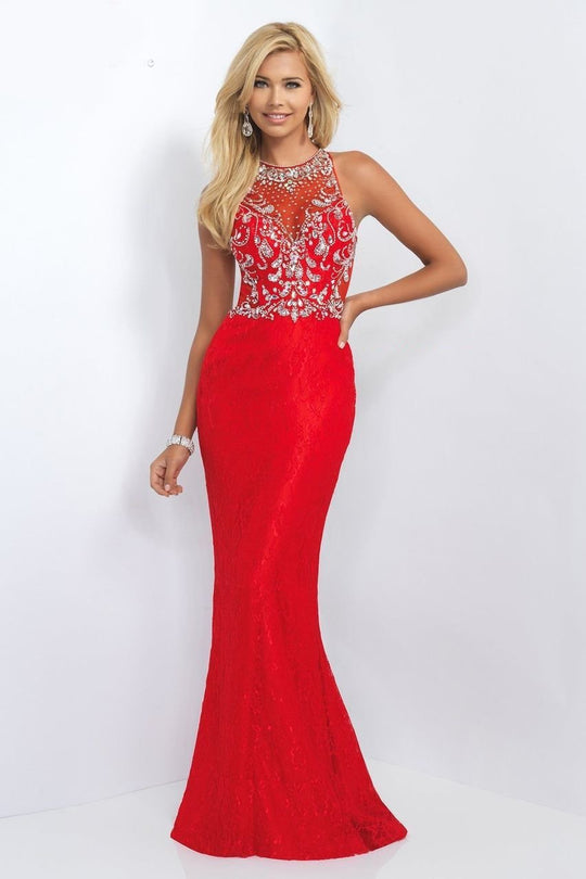 Halter Style Jewel Long Sheath Dress 11111