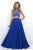 Blush - Adorned High Illusion Chiffon A-Line Gown  11344 in Blue