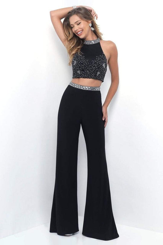 Blush - Two-Piece Beaded High Neck Pantsuit  11260 In Black