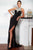 Janique - Halter Neck Beaded Jersey Gown With Thigh-High Slit W995