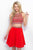 Blush - 11378 Beaded Two Piece Halter A Line Cocktail Dress In Red