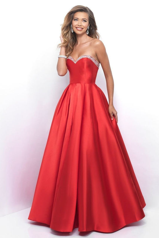 Blush - Timeless Crystal-Trimmed Sweetheart A-Line Gown 5626 in Red