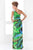 Blush - Asymmetrical Animal Print Sheath Gown 9379 in Green and Multi-Color