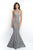 Blush - 11528 Crystal Encrusted Halter Gown with Side Illusion In Gray