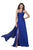 La Femme - One Shoulder Braded Strap Sweetheart Evening Gown 16659 In Blue