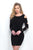 Blush - C422 Long Sleeve Beaded Cutout Short Dress In Black