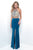 Blush - Two-Piece Illusion Halter Neck Jersey Dress 11261 in Blue and Neutral