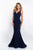 Blush - C1018 Crystal Beaded Back Mermaid Dress In Blue
