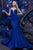 Janique W1711 - Sleeveless Scalloped Deep V Neck Illusion Mermaid Gown in Blue