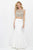 Blush - Scoop Neck Satin Crepe Trumpet Dress 11337 in White and Multi-Color