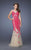 La Femme - Elaborate Lace Appliqued Jewel Tulle Mermaid Gown 19916 In Pink