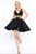 Ieena Duggal  - Sleeveless V Neck Embellished Midriff Dress 25247I in Black