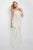 Blush - Gold Printed Strapless Long Dress 7014 in White and Gold