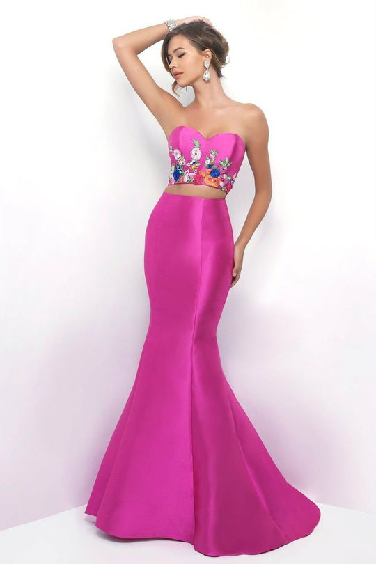 Blush - Rich Embroidered Two-Piece Trumpet Gown 11341 in Pink and Multi-Color
