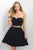 Blush - Sequined Sweetheart Chiffon A-Line Dress 11158 in Black