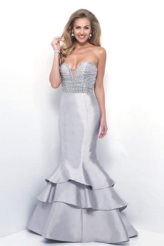 Blush - Embellished Sweetheart Mikado Mermaid Gown  11215 In Gray