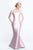 Blush - S2012 Short Sleeves Beaded Mermaid Gown In Pink