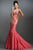 Janique Lace and Tulle Floral Applique Mermaid Gown 1514 In Pink and Orange