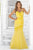 Blush - Floral Embellished Pleated Mermaid Gown 9335 in Yellow