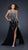 La Femme - Jewel Embellished Asymmetric Neck Chiffon A-line Gown 17706 in Black