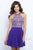 Blush - 11375 Beaded Illusion High Halter A-Line Dress In Purple and Silver