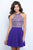 Blush - 11375 Beaded Illusion High Halter A-Line Dress In Purple and Silver