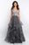 Blush - 5653 Bedazzled V-neck A-line Dress In Gray and Silver