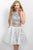 Blush - Two-Piece Beaded Jewel Neck A-Line Dress 11161 in White and Silver