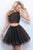 Blush - 11385 Textured Stripe Two-Piece A-Line Dress In Black and Gold