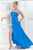 Blush - One Shoulder Beaded Long Dress with Slit 9323 In Blue