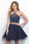 Blush - 11376 Two-Piece Ornate Illusion Halter Dress In Gray