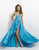Blush - Brooch Accented Sweetheart High-Low Gown 9508 In Blue