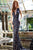 Striking Illusion  Plunging Neckline Long Lace Gown 78450