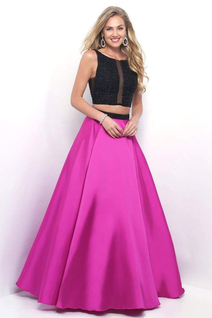 Blush - Two-Piece Beaded Bateau Neck Ball Gown 5611 in Black and Pink