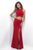 Blush - 11284 Two Piece Halter Top with Sarong Style Skirt Dress In Red