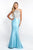 Blush - C1011 Crystal Beaded Halter Mermaid Dress In Blue