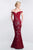 Blush - S2011 Shawl Beaded Off-Shoulder Mikado Mermaid Gown In Red