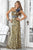 Blush - One Shoulder Printed Long Dress 9340 in Brown and Print