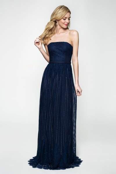 Blush - 11647 Strapless Scalloped Lace A-Line Long Gown