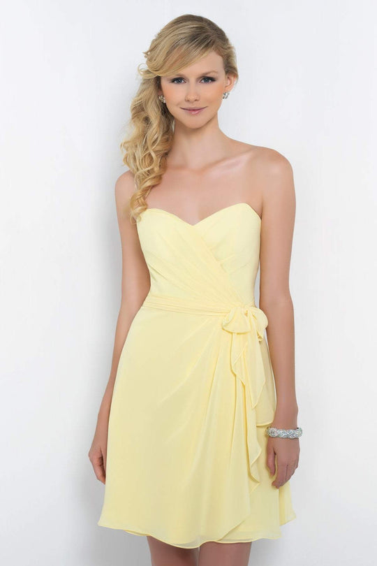Alexia Designs - 4192 Pleated Surplice Chiffon Short Dress In Yellow