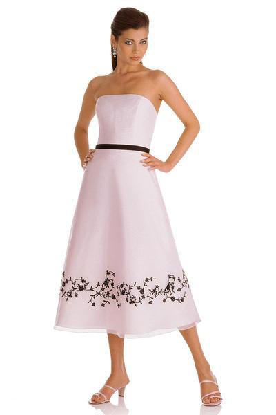 Alexia Designs - 2202 Strapless A-Line Tea-Length Dress In Pink