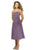 Alexia Designs - 2502 Strapless Beaded Trim Tea Length Dress In Purple