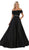 May Queen - MQ1639 Lace Off-Shoulder A-Line Dress In Black