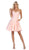 May Queen - MQ1654 V Neck Sleeveless Fit and Flare Short Dress In Pink
