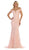 May Queen - MQ1596 Allover Lace Off Shoulder Lace Up back Mermaid Gown In Pink