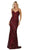 May Queen - MQ1648 Embellished V-neck Trumpet Dress In Red