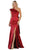 May Queen - RQ7761 Sleeveless Asymmetric Trumpet Dress in Red